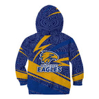 West Coast Eagles Australian Football Kid Hoodie Fierce Eagle Mascot With Indigenous Pattern Art