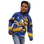 West Coast Eagles Australian Football Kid Hoodie Fierce Eagle Mascot With Indigenous Pattern Art