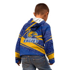 West Coast Eagles Australian Football Kid Hoodie Fierce Eagle Mascot With Indigenous Pattern Art