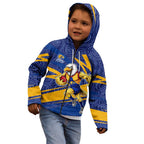 West Coast Eagles Australian Football Kid Hoodie Fierce Eagle Mascot With Indigenous Pattern Art