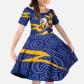 West Coast Eagles Australian Football Kid Short Sleeve Dress Fierce Eagle Mascot With Indigenous Pattern Art