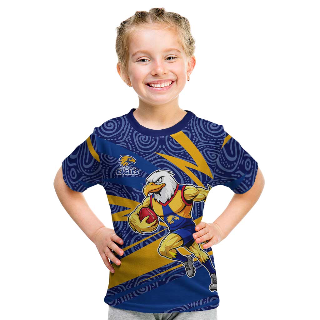 West Coast Eagles Australian Football Kid T Shirt Fierce Eagle Mascot With Indigenous Pattern Art