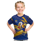West Coast Eagles Australian Football Kid T Shirt Fierce Eagle Mascot With Indigenous Pattern Art
