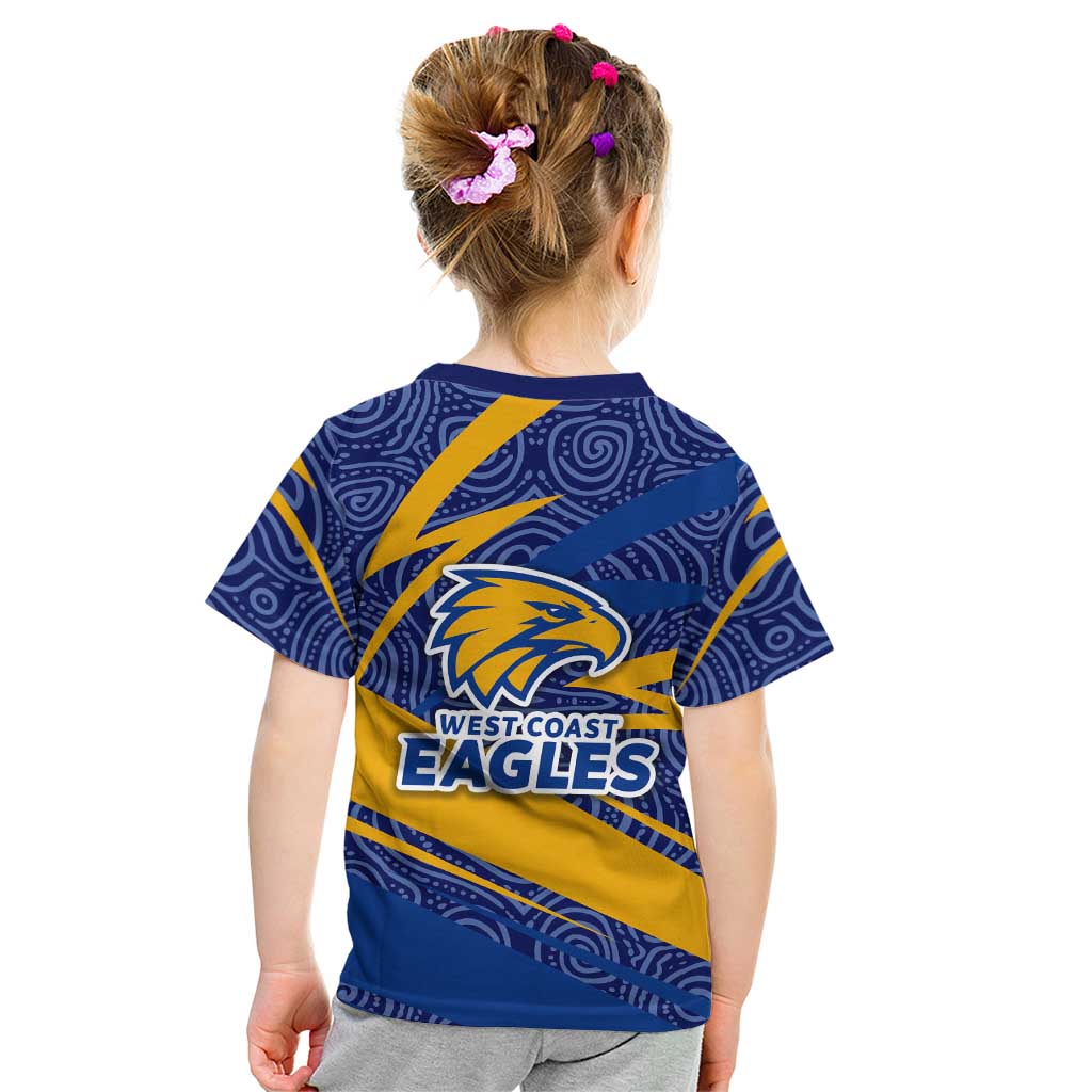 West Coast Eagles Australian Football Kid T Shirt Fierce Eagle Mascot With Indigenous Pattern Art