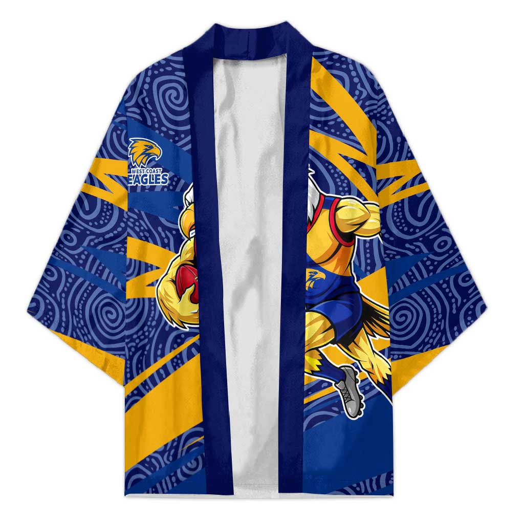 West Coast Eagles Australian Football Kimono Fierce Eagle Mascot With Indigenous Pattern Art