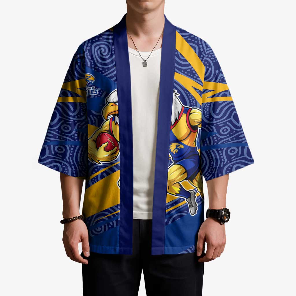 West Coast Eagles Australian Football Kimono Fierce Eagle Mascot With Indigenous Pattern Art