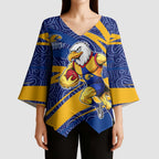 West Coast Eagles Australian Football Kimono Sleeve Blouse Fierce Eagle Mascot With Indigenous Pattern Art