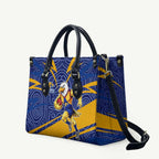 West Coast Eagles Australian Football Leather Bag Fierce Eagle Mascot With Indigenous Pattern Art