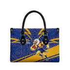 West Coast Eagles Australian Football Leather Bag Fierce Eagle Mascot With Indigenous Pattern Art