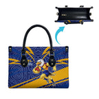 West Coast Eagles Australian Football Leather Bag Fierce Eagle Mascot With Indigenous Pattern Art