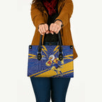 West Coast Eagles Australian Football Leather Bag Fierce Eagle Mascot With Indigenous Pattern Art