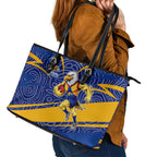 West Coast Eagles Australian Football Leather Tote Bag Fierce Eagle Mascot With Indigenous Pattern Art