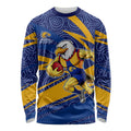 West Coast Eagles Australian Football Long Sleeve Shirt Fierce Eagle Mascot With Indigenous Pattern Art