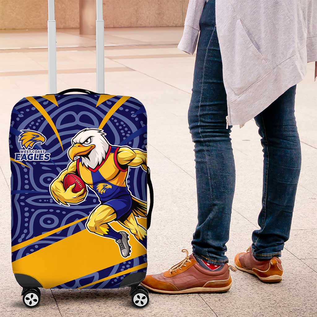 West Coast Eagles Australian Football Luggage Cover Fierce Eagle Mascot With Indigenous Pattern Art