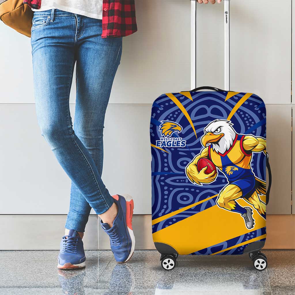 West Coast Eagles Australian Football Luggage Cover Fierce Eagle Mascot With Indigenous Pattern Art