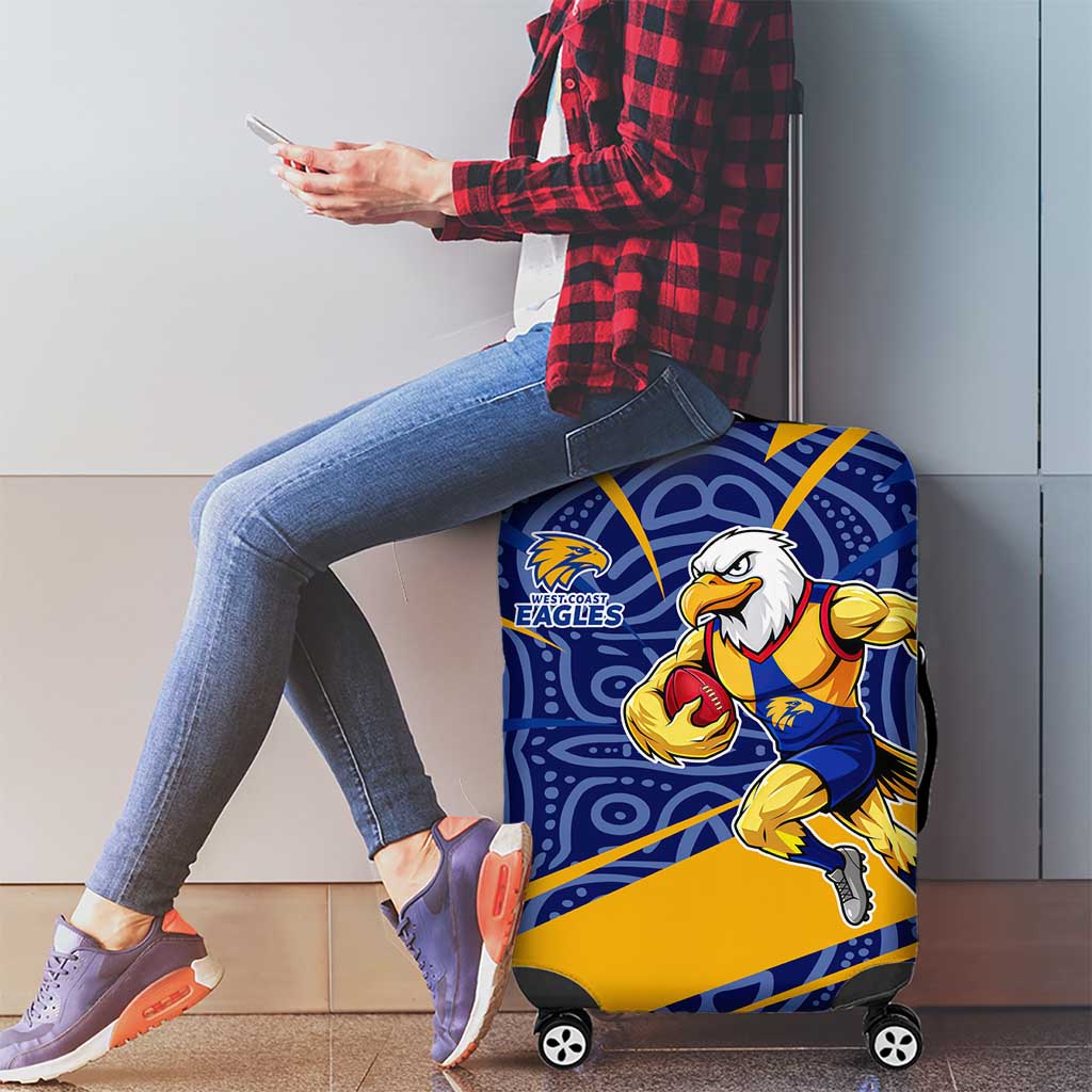 West Coast Eagles Australian Football Luggage Cover Fierce Eagle Mascot With Indigenous Pattern Art