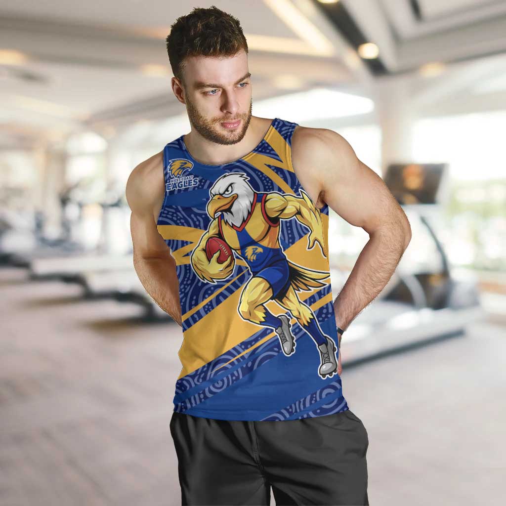 West Coast Eagles Australian Football Men Tank Top Fierce Eagle Mascot With Indigenous Pattern Art