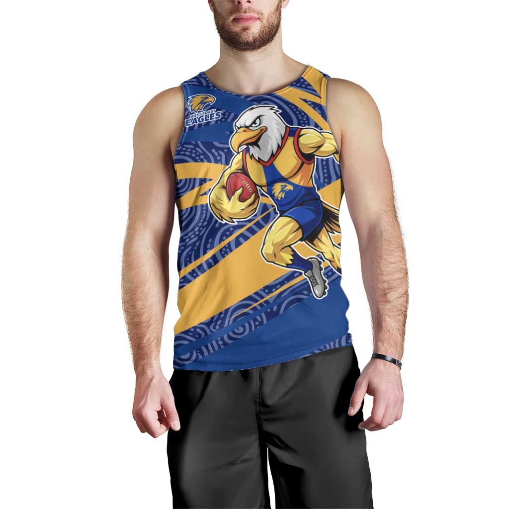 West Coast Eagles Australian Football Men Tank Top Fierce Eagle Mascot With Indigenous Pattern Art