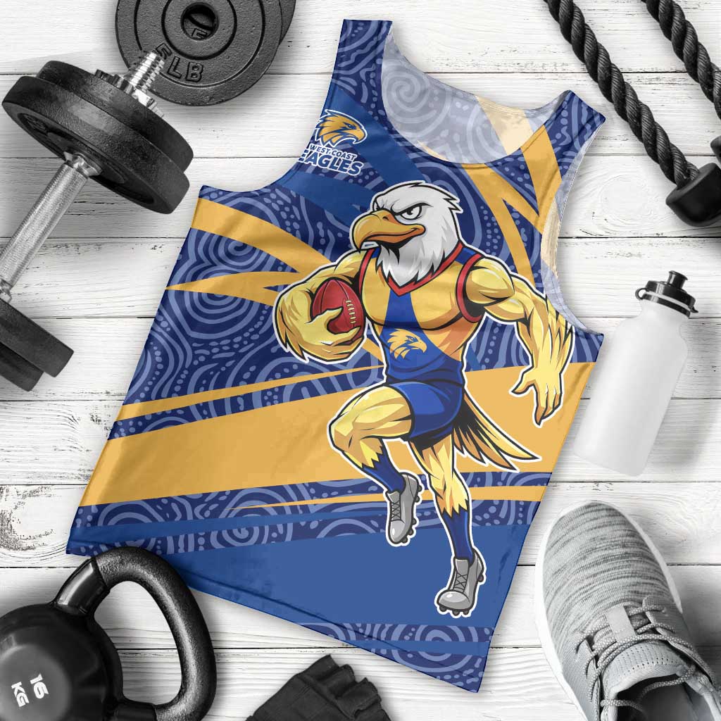 West Coast Eagles Australian Football Men Tank Top Fierce Eagle Mascot With Indigenous Pattern Art