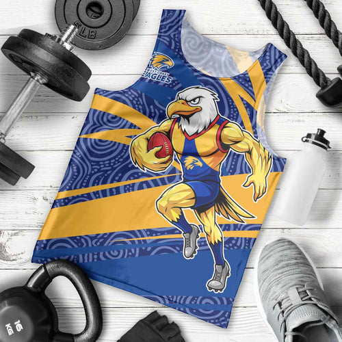 West Coast Eagles Australian Football Men Tank Top Fierce Eagle Mascot With Indigenous Pattern Art
