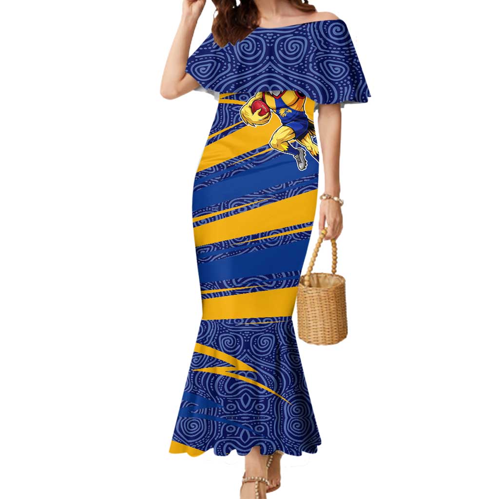 West Coast Eagles Australian Football Mermaid Dress Fierce Eagle Mascot With Indigenous Pattern Art