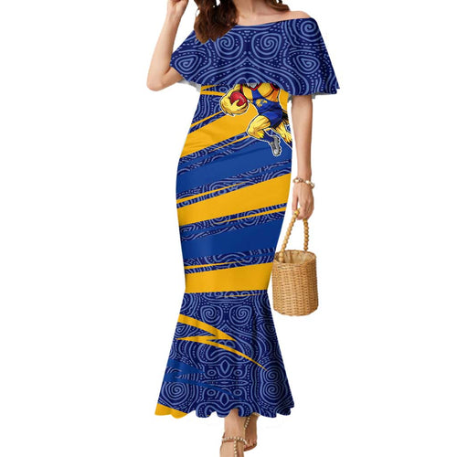 West Coast Eagles Australian Football Mermaid Dress Fierce Eagle Mascot With Indigenous Pattern Art