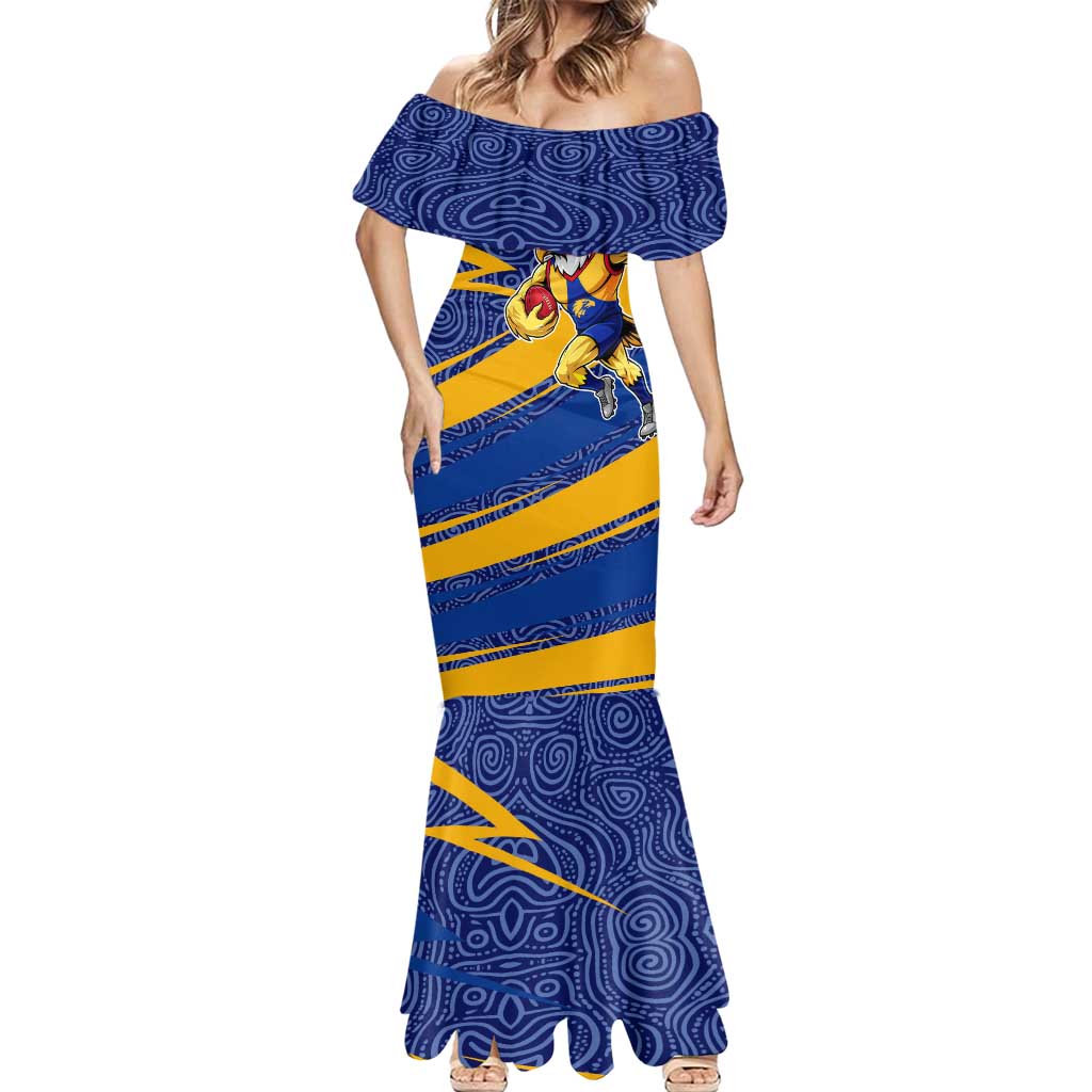 West Coast Eagles Australian Football Mermaid Dress Fierce Eagle Mascot With Indigenous Pattern Art