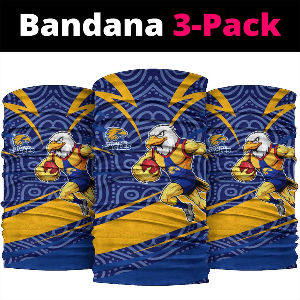 West Coast Eagles Australian Football Neck Gaiter Fierce Eagle Mascot With Indigenous Pattern Art