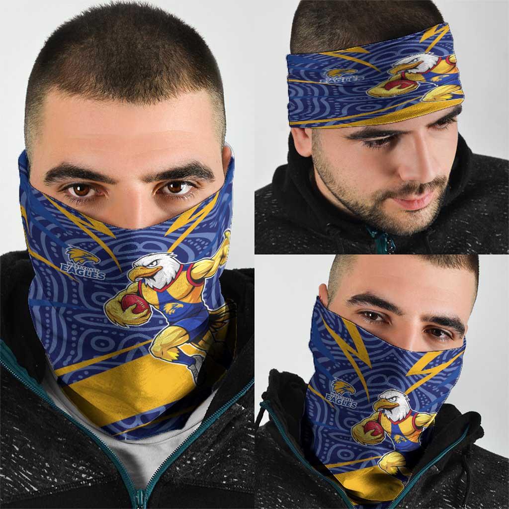 West Coast Eagles Australian Football Neck Gaiter Fierce Eagle Mascot With Indigenous Pattern Art