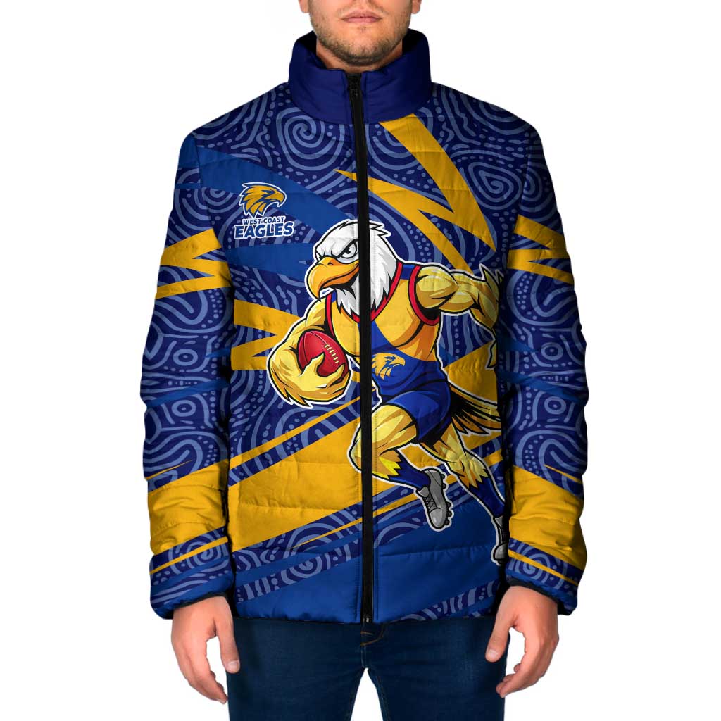 West Coast Eagles Australian Football Padded Jacket Fierce Eagle Mascot With Indigenous Pattern Art