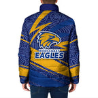 West Coast Eagles Australian Football Padded Jacket Fierce Eagle Mascot With Indigenous Pattern Art