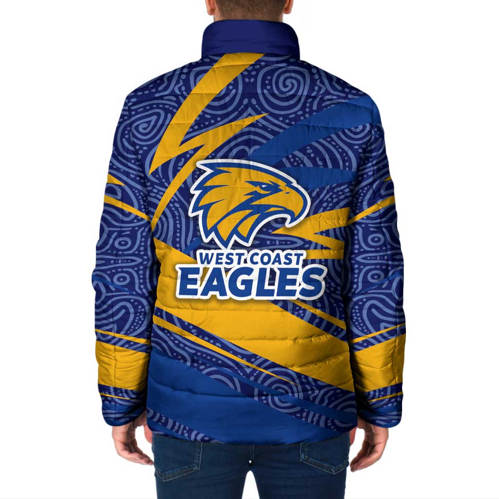 West Coast Eagles Australian Football Padded Jacket Fierce Eagle Mascot With Indigenous Pattern Art
