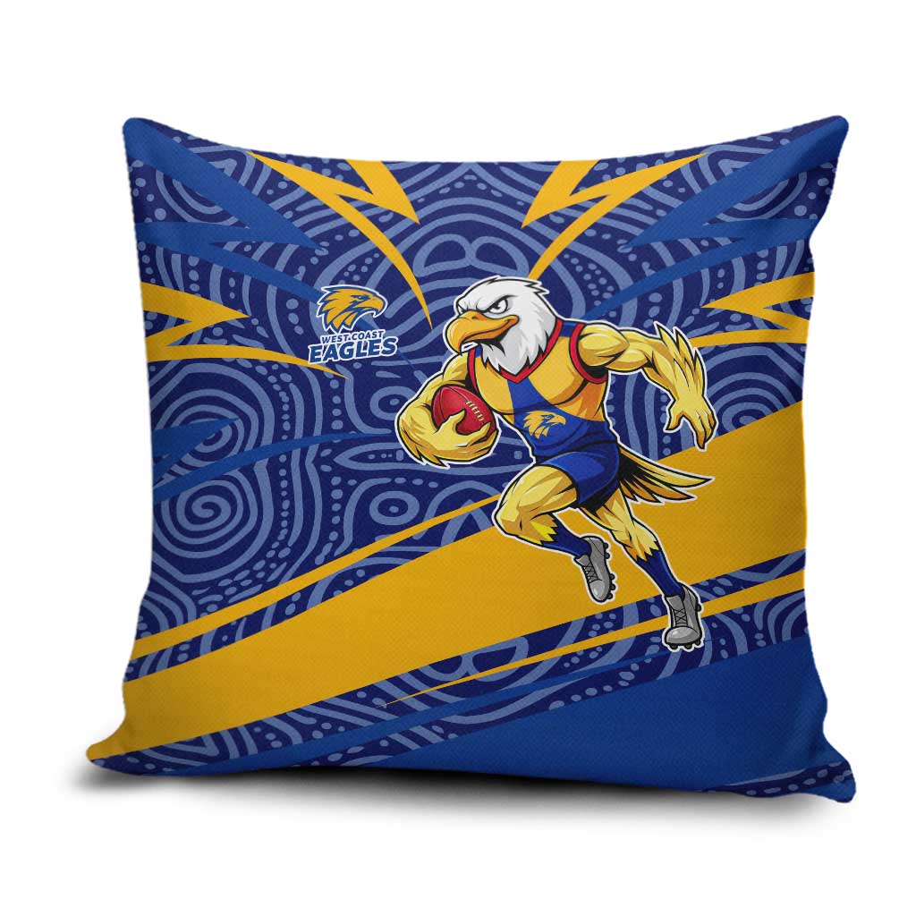 West Coast Eagles Australian Football Pillow Cover Fierce Eagle Mascot With Indigenous Pattern Art