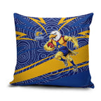 West Coast Eagles Australian Football Pillow Cover Fierce Eagle Mascot With Indigenous Pattern Art