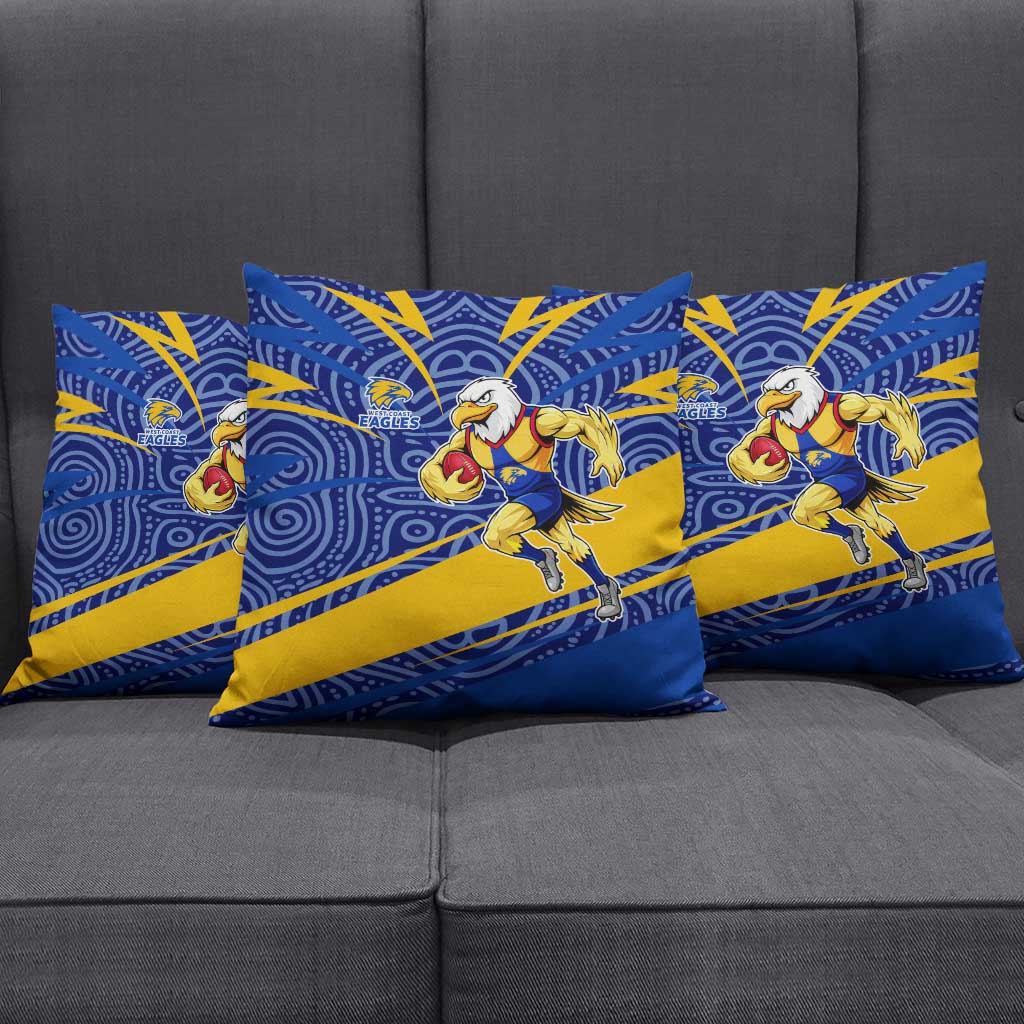 West Coast Eagles Australian Football Pillow Cover Fierce Eagle Mascot With Indigenous Pattern Art