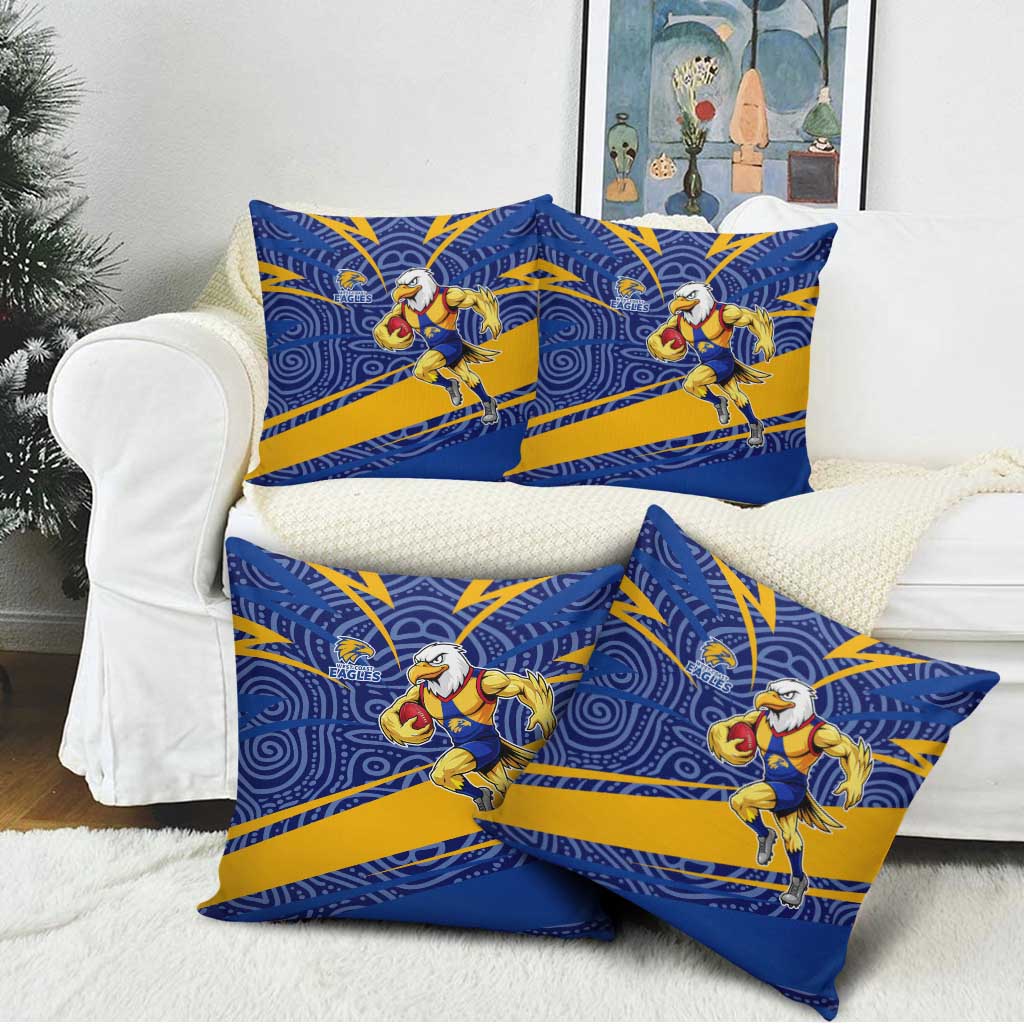 West Coast Eagles Australian Football Pillow Cover Fierce Eagle Mascot With Indigenous Pattern Art