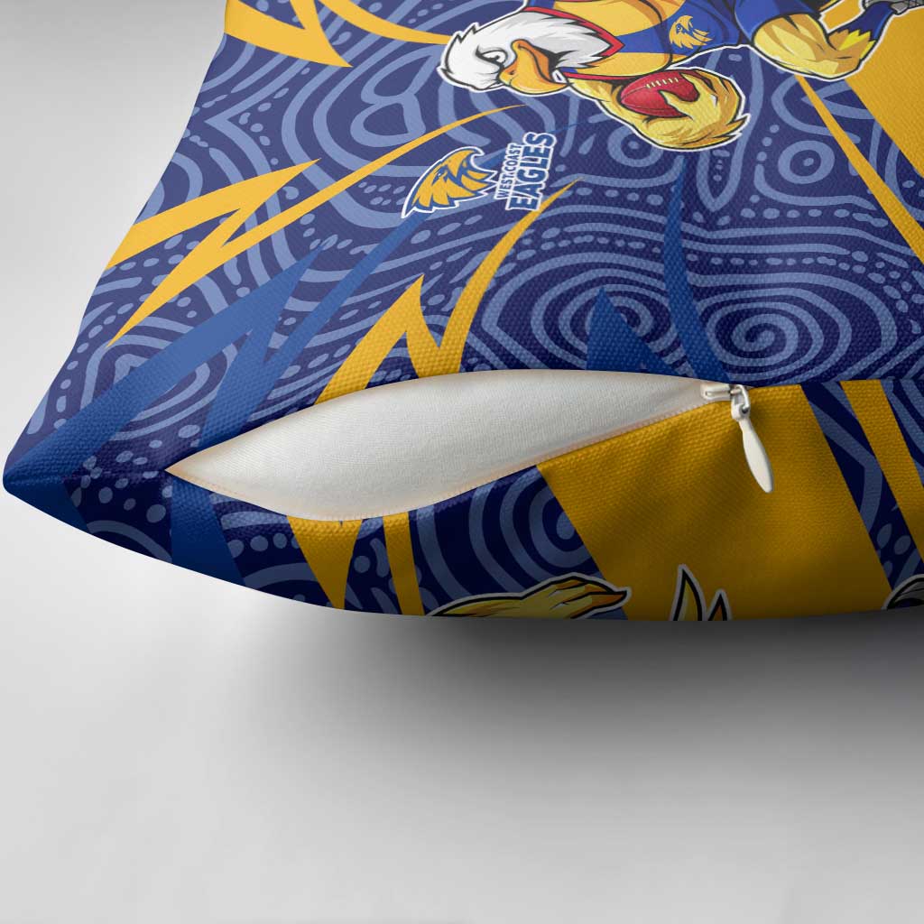 West Coast Eagles Australian Football Pillow Cover Fierce Eagle Mascot With Indigenous Pattern Art