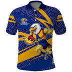 West Coast Eagles Australian Football Polo Shirt Fierce Eagle Mascot With Indigenous Pattern Art