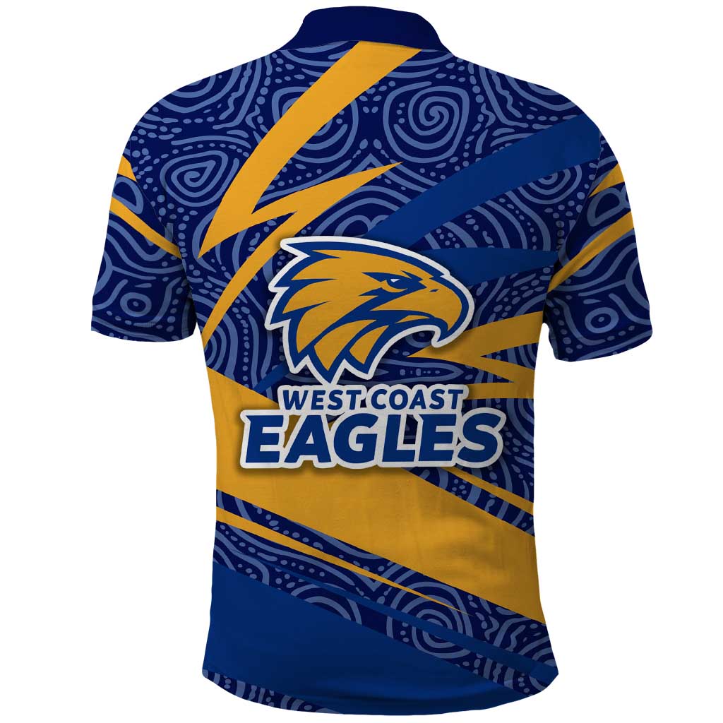 West Coast Eagles Australian Football Polo Shirt Fierce Eagle Mascot With Indigenous Pattern Art