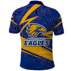 West Coast Eagles Australian Football Polo Shirt Fierce Eagle Mascot With Indigenous Pattern Art