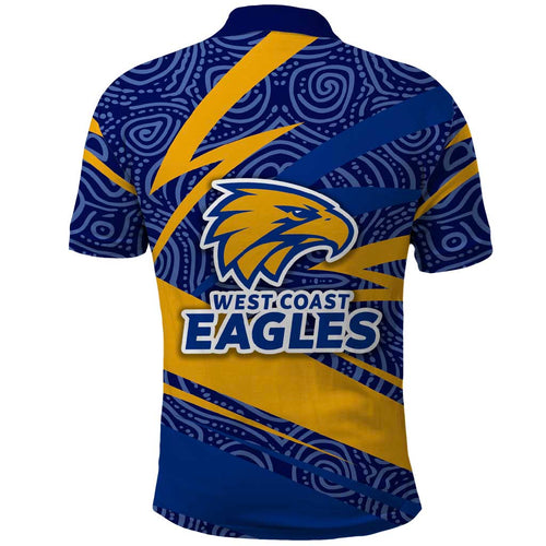 West Coast Eagles Australian Football Polo Shirt Fierce Eagle Mascot With Indigenous Pattern Art