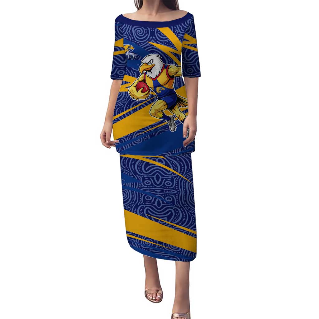West Coast Eagles Australian Football Puletasi Fierce Eagle Mascot With Indigenous Pattern Art