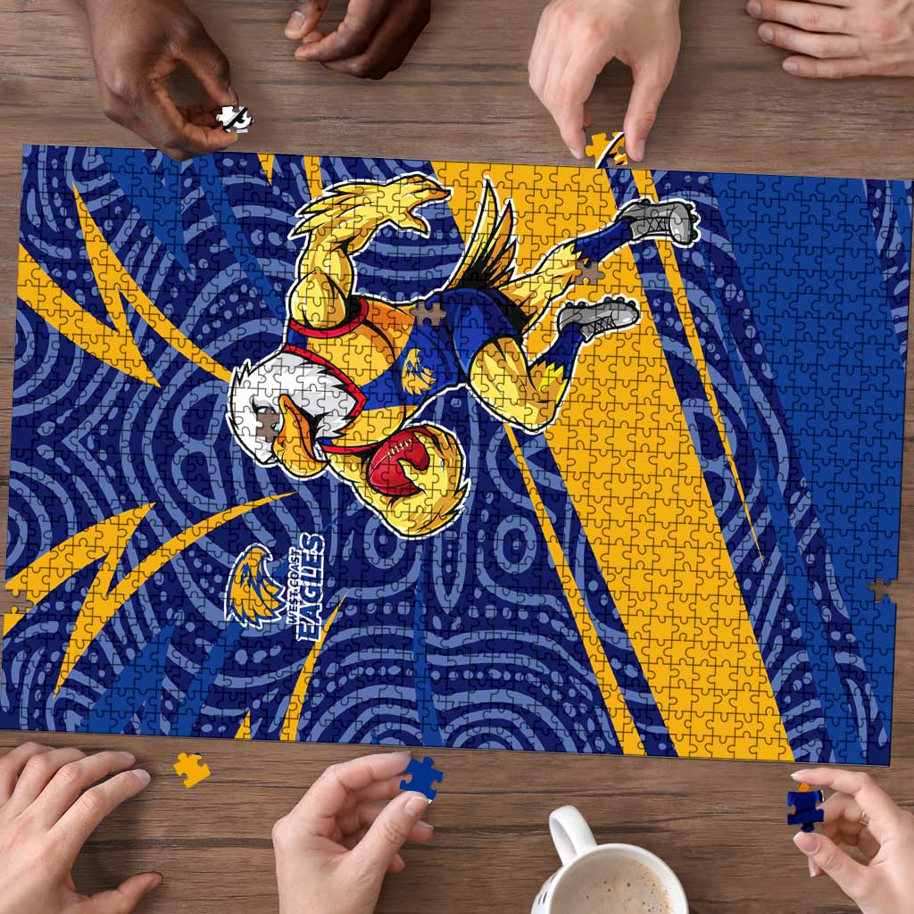 West Coast Eagles Australian Football Puzzle Fierce Eagle Mascot With Indigenous Pattern Art