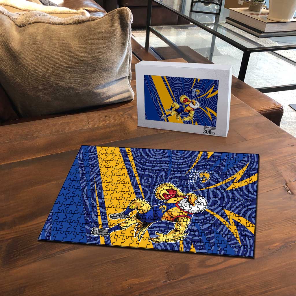 West Coast Eagles Australian Football Puzzle Fierce Eagle Mascot With Indigenous Pattern Art