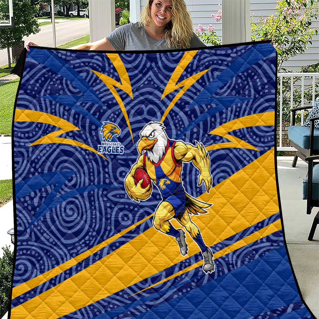 West Coast Eagles Australian Football Quilt Fierce Eagle Mascot With Indigenous Pattern Art