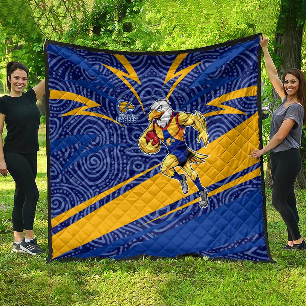 West Coast Eagles Australian Football Quilt Fierce Eagle Mascot With Indigenous Pattern Art