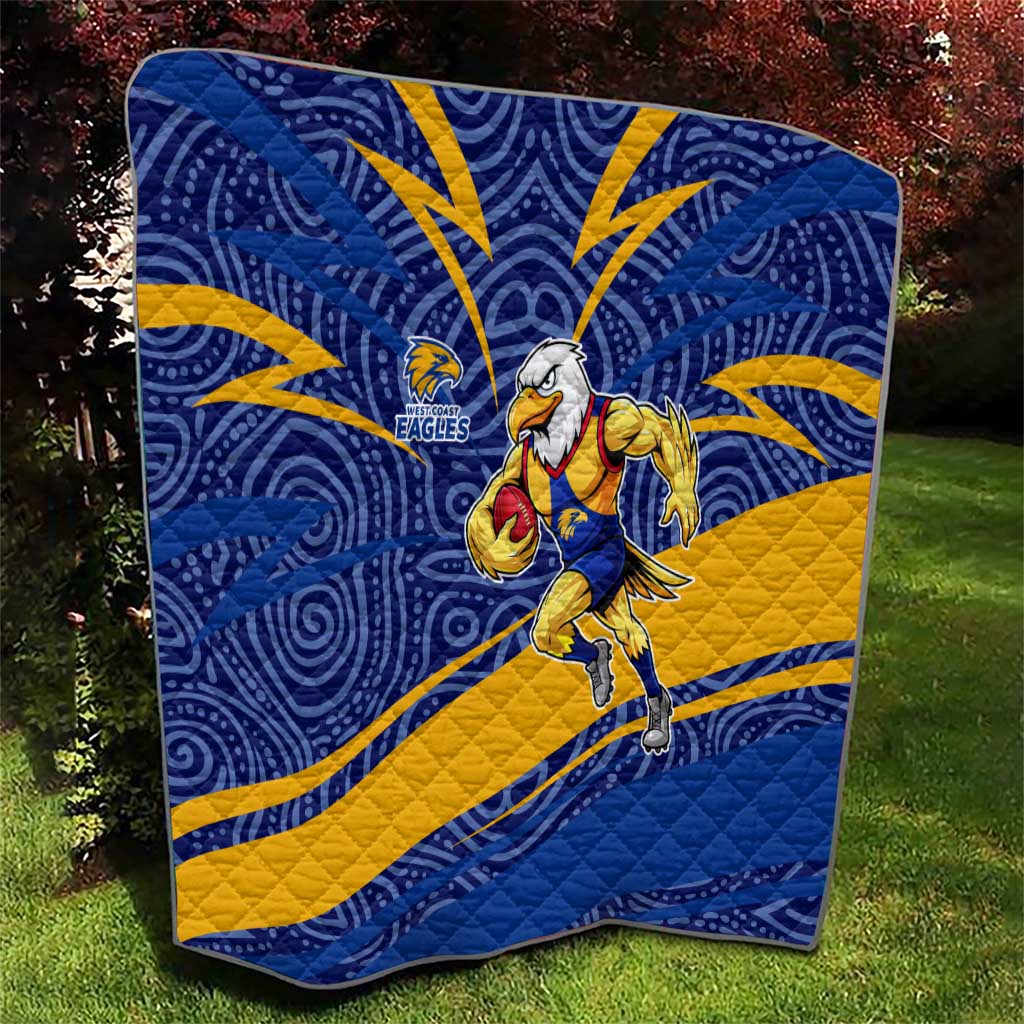 West Coast Eagles Australian Football Quilt Fierce Eagle Mascot With Indigenous Pattern Art