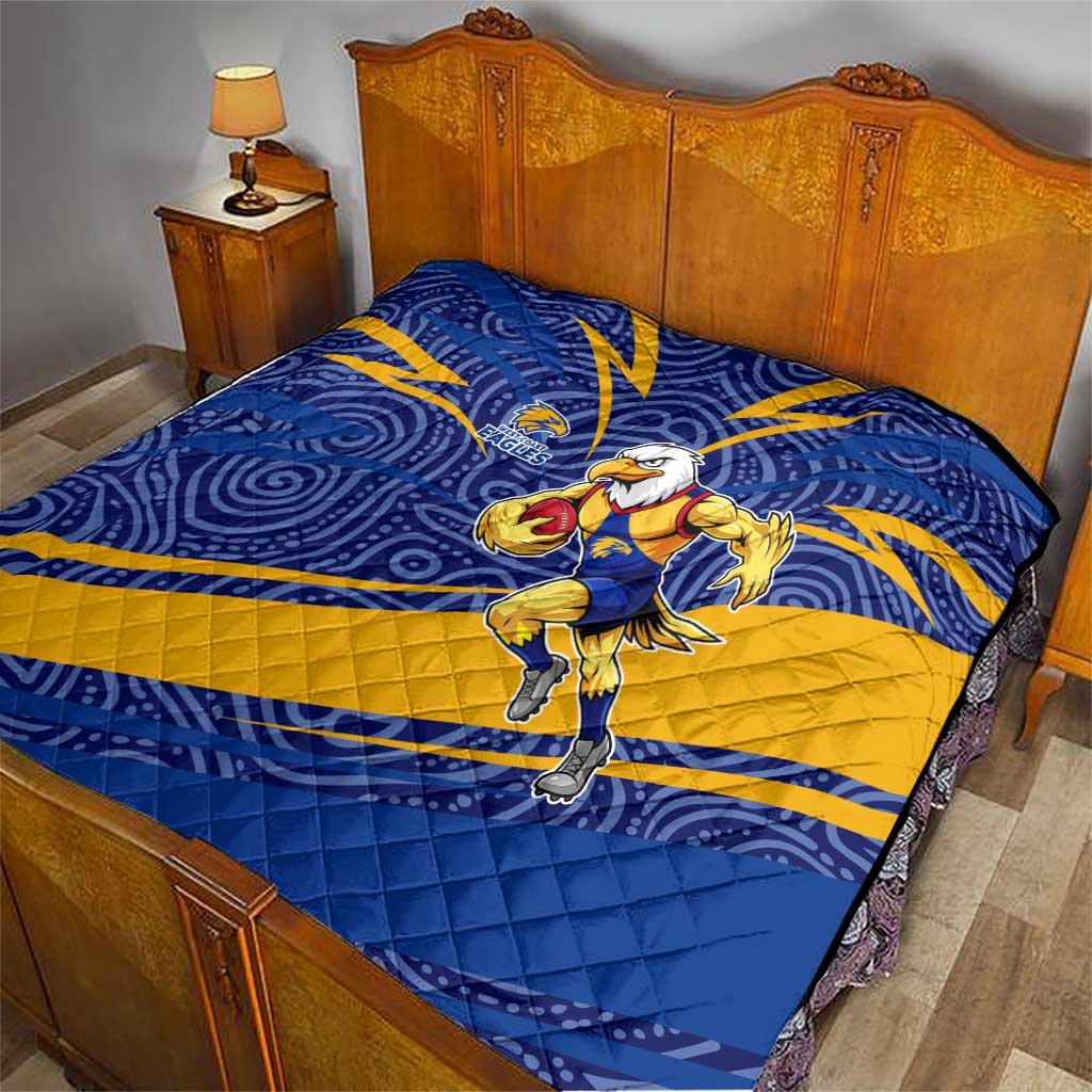West Coast Eagles Australian Football Quilt Fierce Eagle Mascot With Indigenous Pattern Art