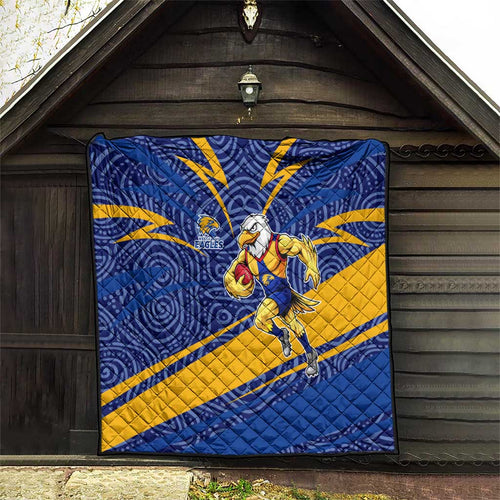 West Coast Eagles Australian Football Quilt Fierce Eagle Mascot With Indigenous Pattern Art