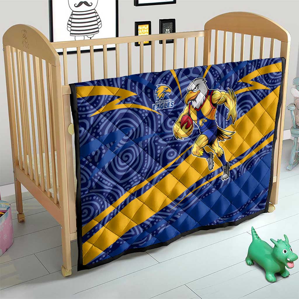 West Coast Eagles Australian Football Quilt Fierce Eagle Mascot With Indigenous Pattern Art